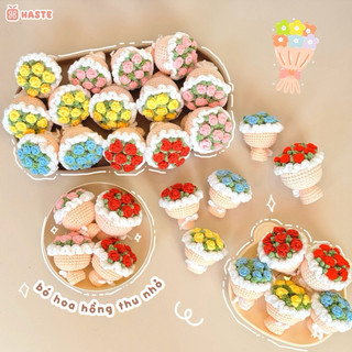 Móc Khoá Nhung Bó Hoa Hồng Len Mini Chút Xíu 5 Màu Dễ Thương Quà Tặng Handmade Haste