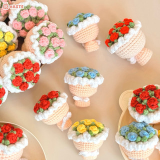 Móc Khoá Nhung Bó Hoa Hồng Len Mini Chút Xíu 5 Màu Dễ Thương Quà Tặng Handmade Haste