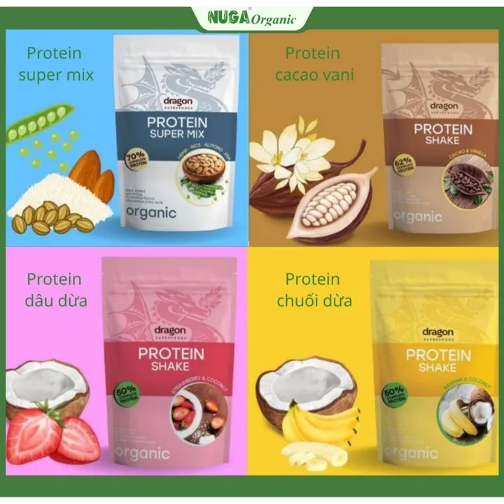 Bột protein hỗn hợp hạt hữu cơ (Organic Protein Super Mix) - Dragon Superfoods - 500g