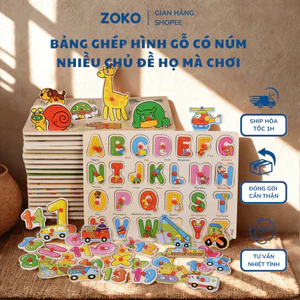Bảng Ghép Hình Núm Gỗ Cho Bé – Chủ Đề Động Vật, Chữ Số, Rau Củ Quả – Giáo Dục Sớm Phát Triển Trí Tuệ