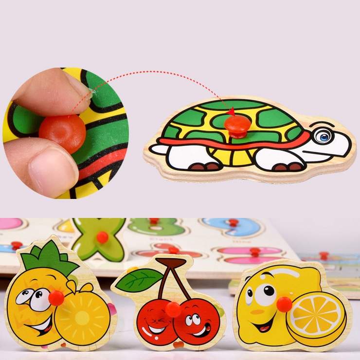 Bảng Ghép Hình Núm Gỗ Cho Bé – Chủ Đề Động Vật, Chữ Số, Rau Củ Quả – Giáo Dục Sớm Phát Triển Trí Tuệ