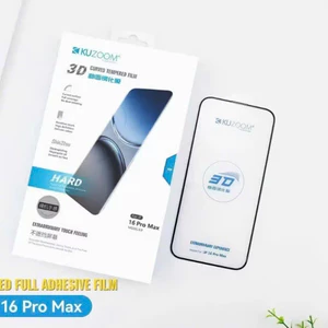 Kính Cường Lực 3D Trong Suốt Không Lẹm Viền Kuzoom – Bảo Vệ Cho iPhone 16 Pro Max & 16 Pro