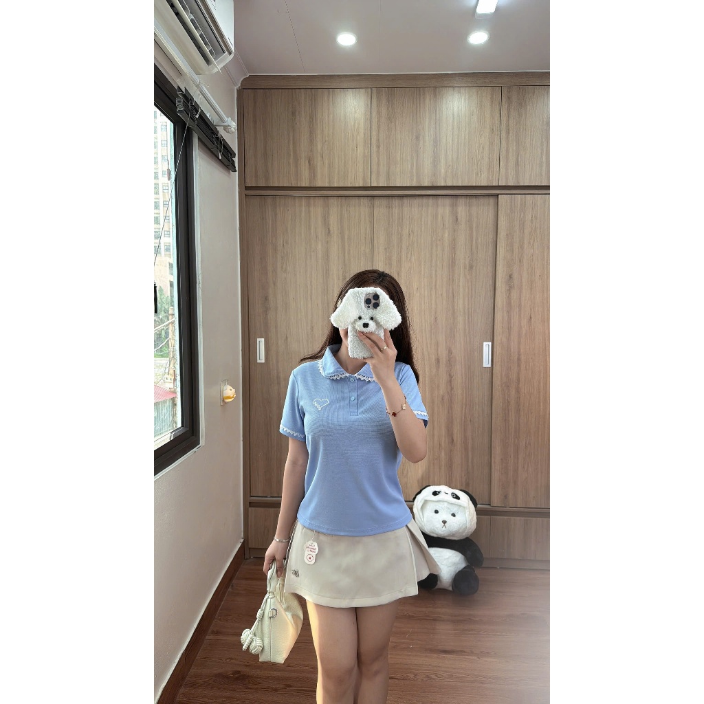 Áo thun Polo Nữ Phối Cổ Viền Bèo Ren Tay Áo Ðiệu Đà Nữ Tính, Phong Cách Năng Động Nhiều màu( M19)