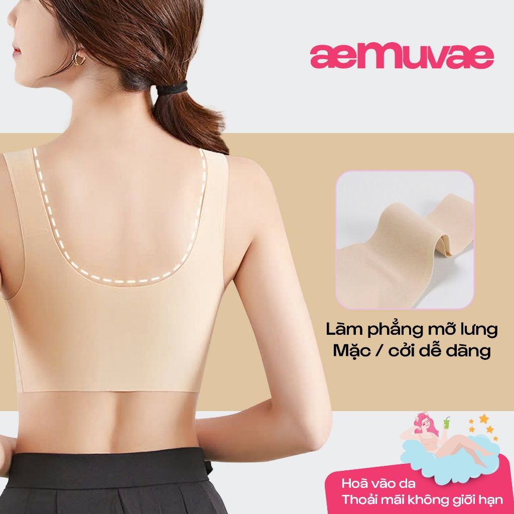 Áo bra cổ V gom gọn, không gọng không viền, mút 3D gờ nâng, siêu đàn hồi freesize - Muvae (aeMuvae)