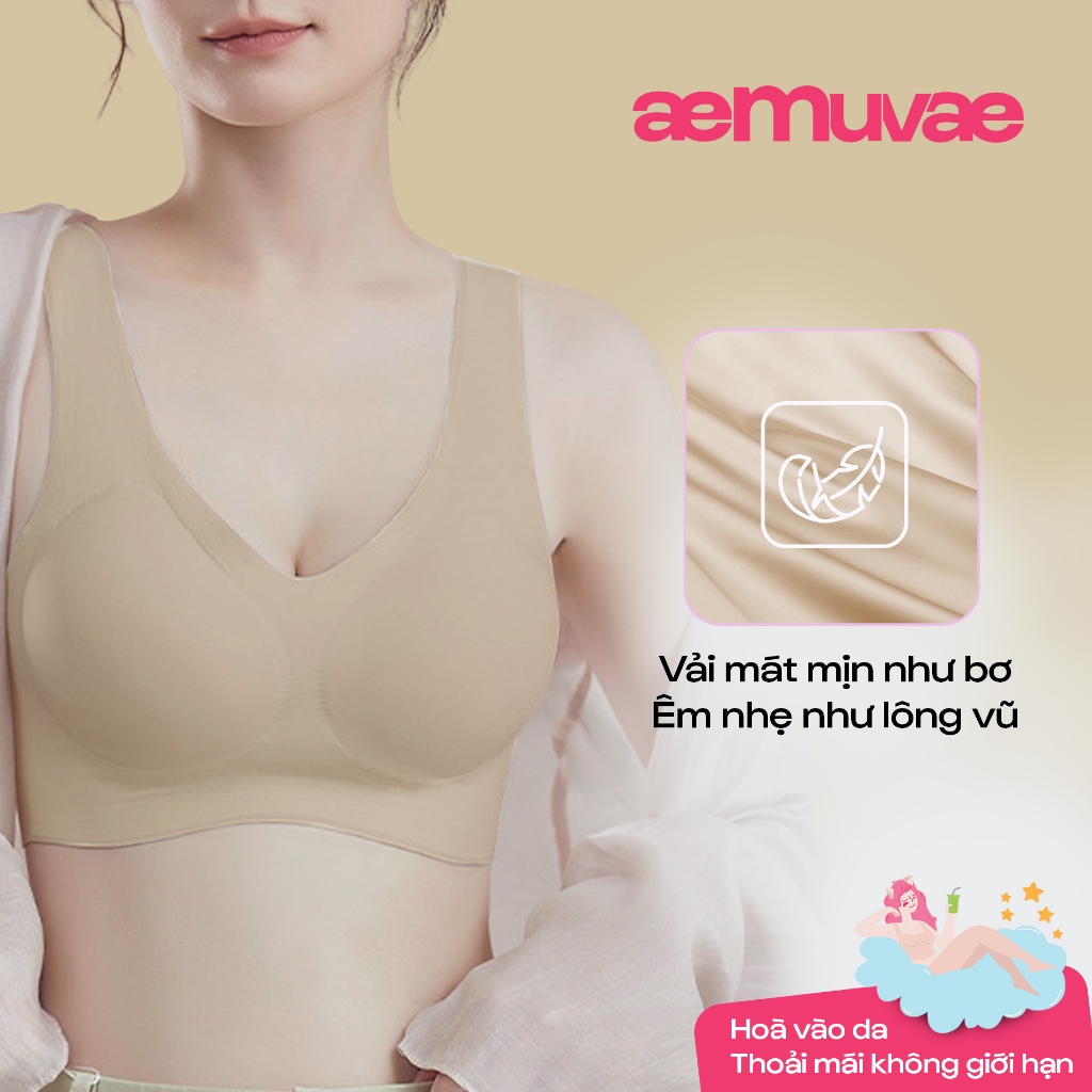 Áo bra cổ V gom gọn, không gọng không viền, mút 3D gờ nâng, siêu đàn hồi freesize - Muvae (aeMuvae)