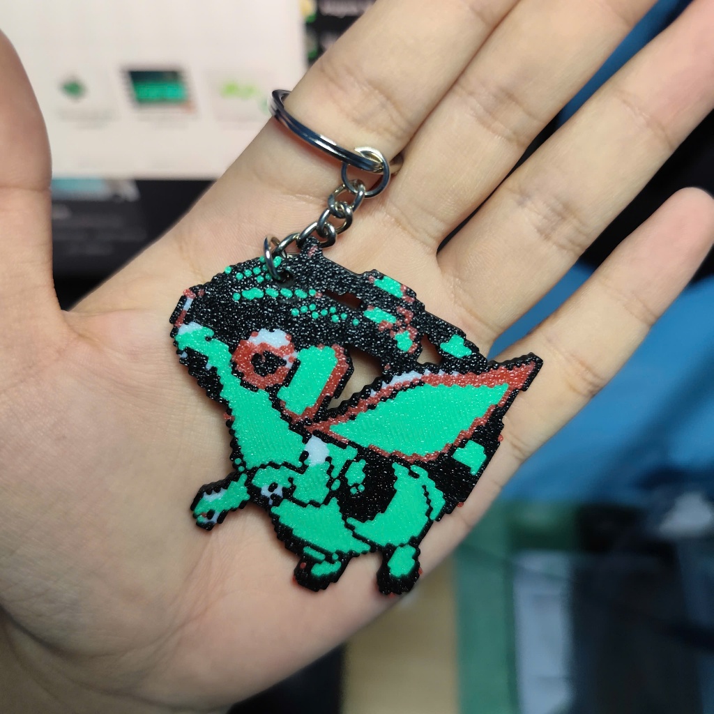 Móc Khóa Pokemon Flygon Phong Cách Pixel Art in 3D
