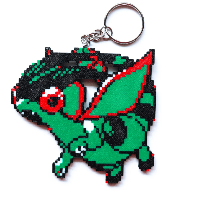 Móc Khóa Pokemon Flygon Phong Cách Pixel Art in 3D