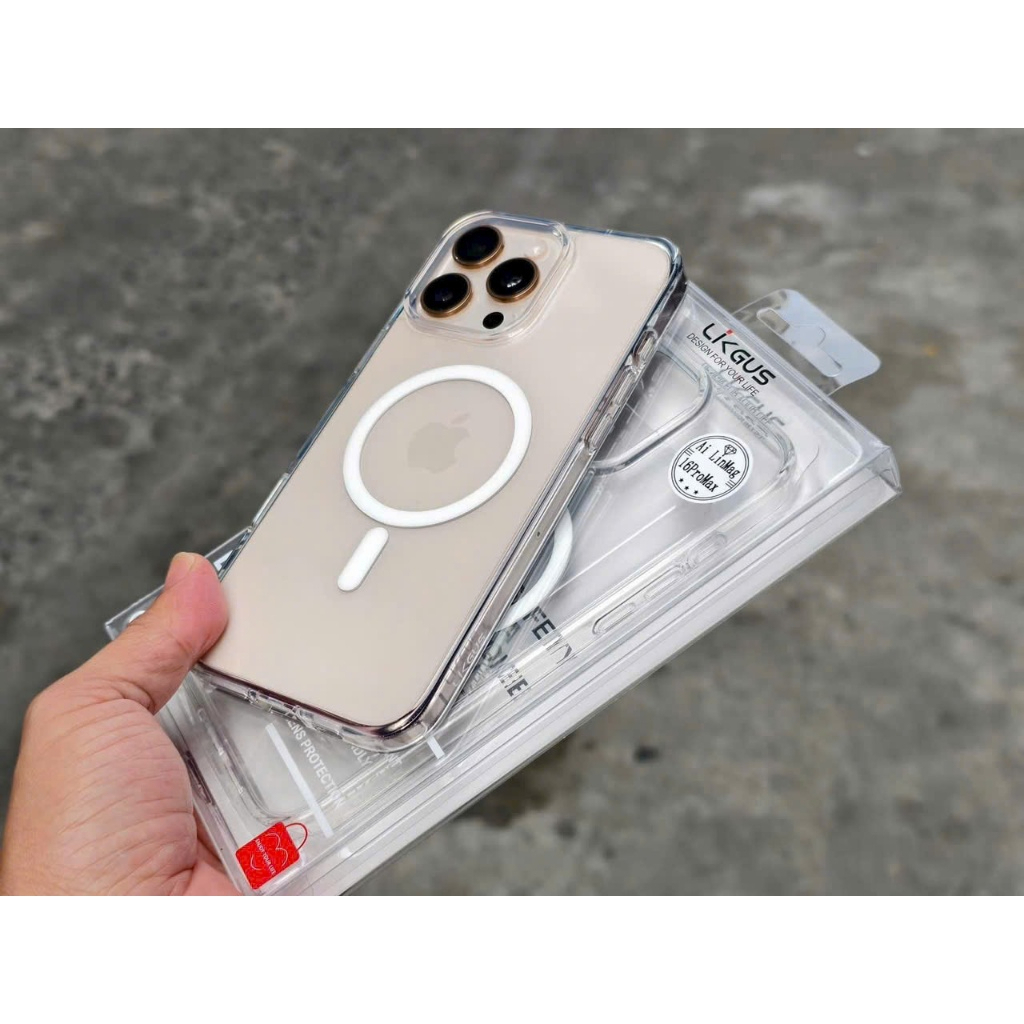 Ốp Likgus trong suốt từ tính chống ố vàng, có nút Camera Control Button cho iPhone 16ProMax 16Pro