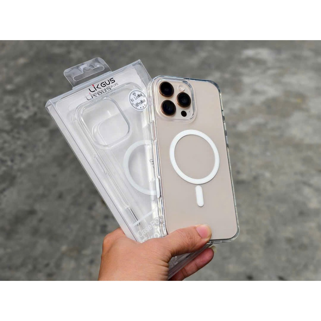 Ốp Likgus trong suốt từ tính chống ố vàng, có nút Camera Control Button cho iPhone 16ProMax 16Pro