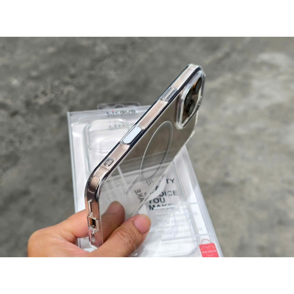 Ốp Likgus trong suốt từ tính chống ố vàng, có nút Camera Control Button cho iPhone 16ProMax 16Pro