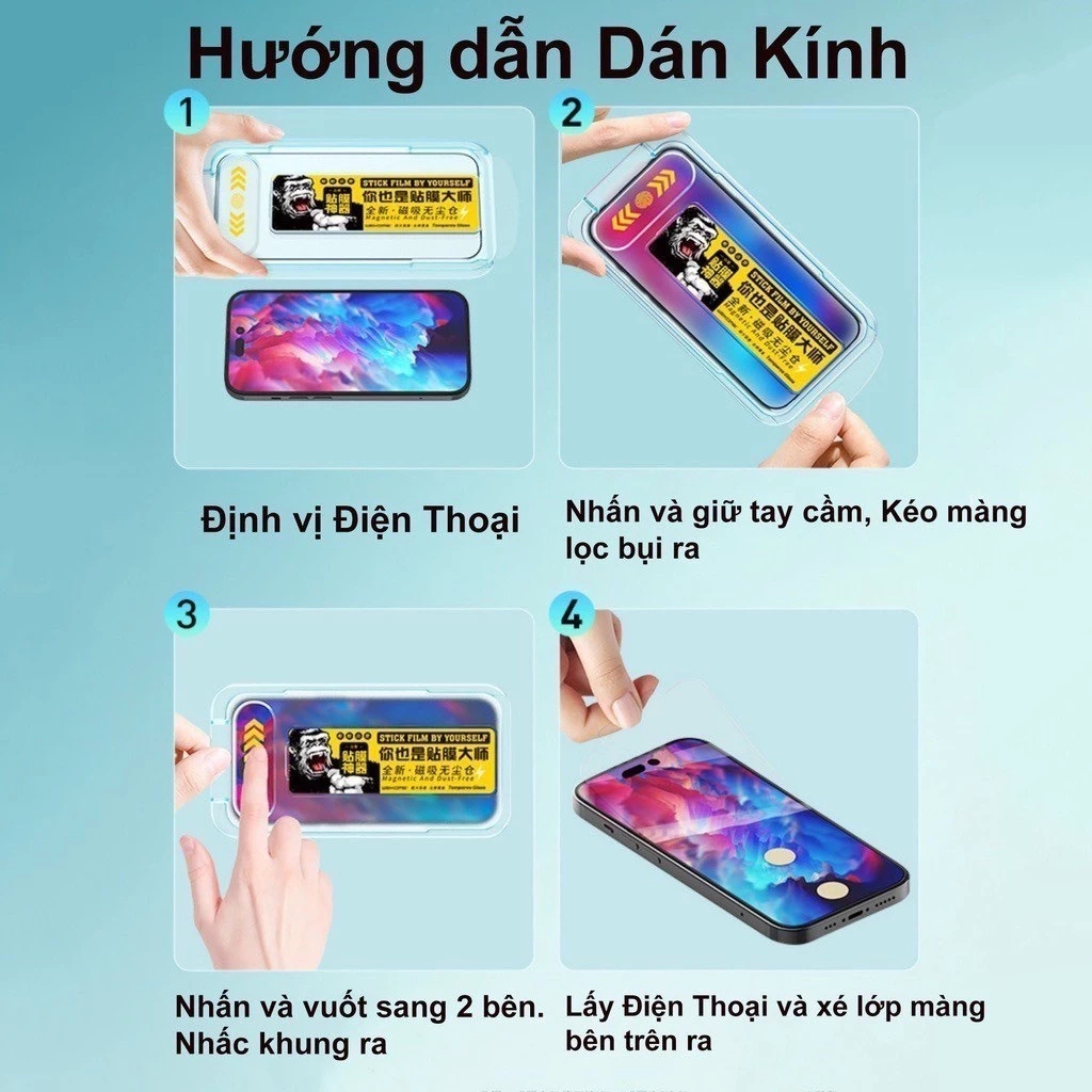 Kính cường lực có khung trợ dán KK trong suốt IPhone 11 12 13 14 15 16 17Promax Pro Plus