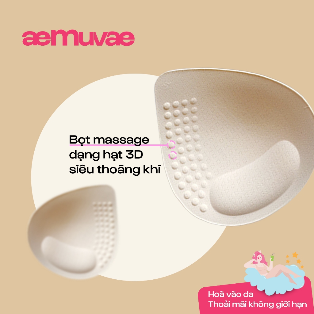 Cặp đệm mút độn ngực 2cm ôm nâng mềm mại, gờ nâng 3D tự nhiên, thoáng khí thoải mái - Muvae