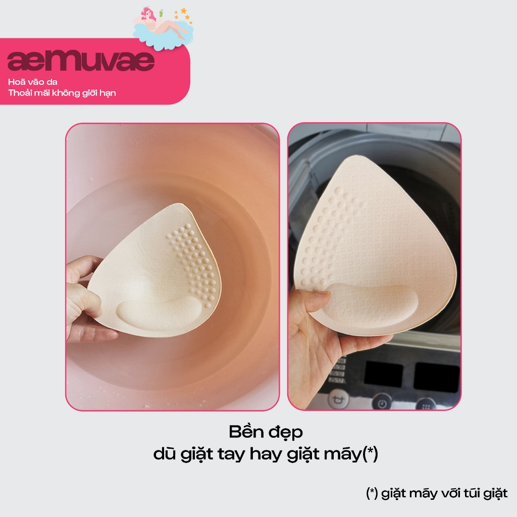 Cặp đệm mút độn ngực 2cm ôm nâng mềm mại, gờ nâng 3D tự nhiên, thoáng khí thoải mái - Muvae