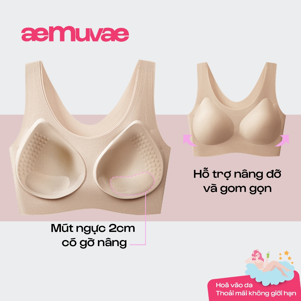 Cặp đệm mút độn ngực 2cm ôm nâng mềm mại, gờ nâng 3D tự nhiên, thoáng khí thoải mái - Muvae