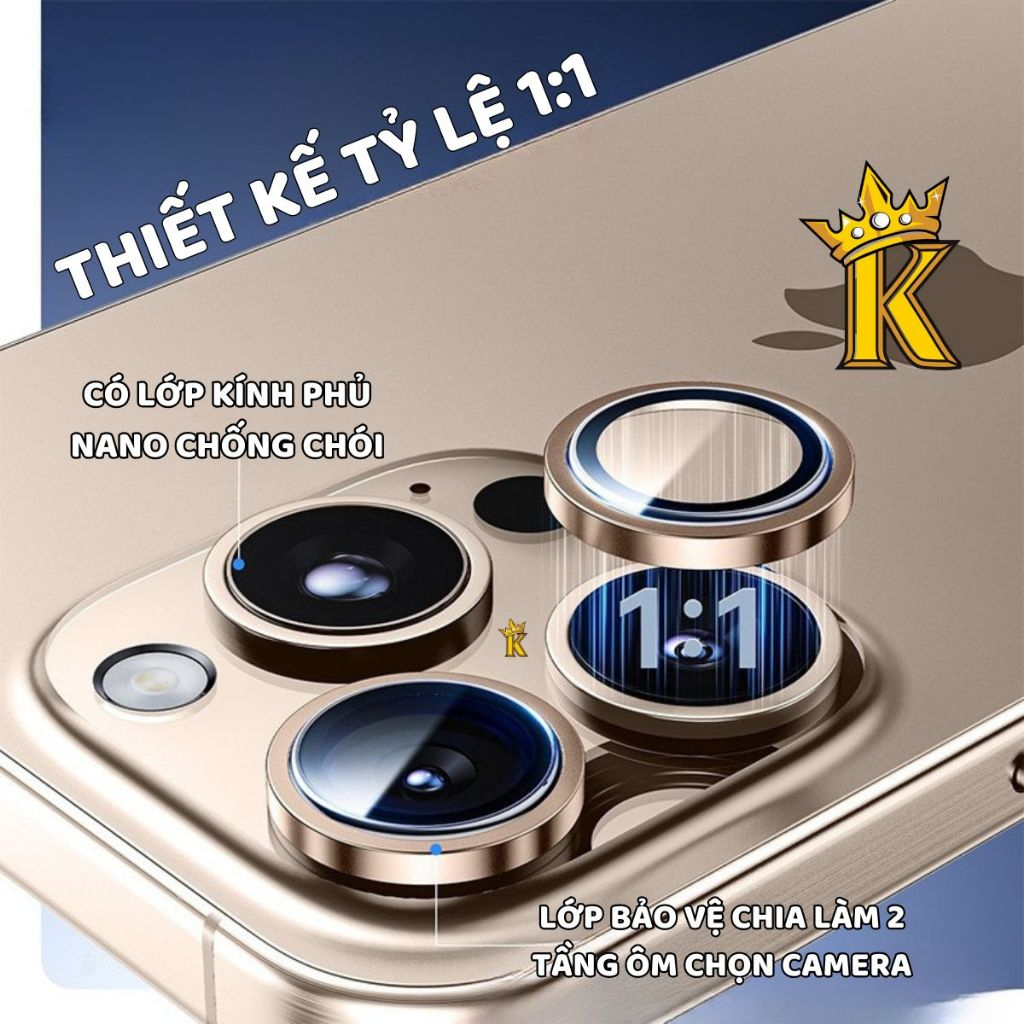 Kính cường lực bảo vệ camera từng mắt viền kim loại cho IPhone 11 12 13 14 15 16Promax Pro Plus 16E
