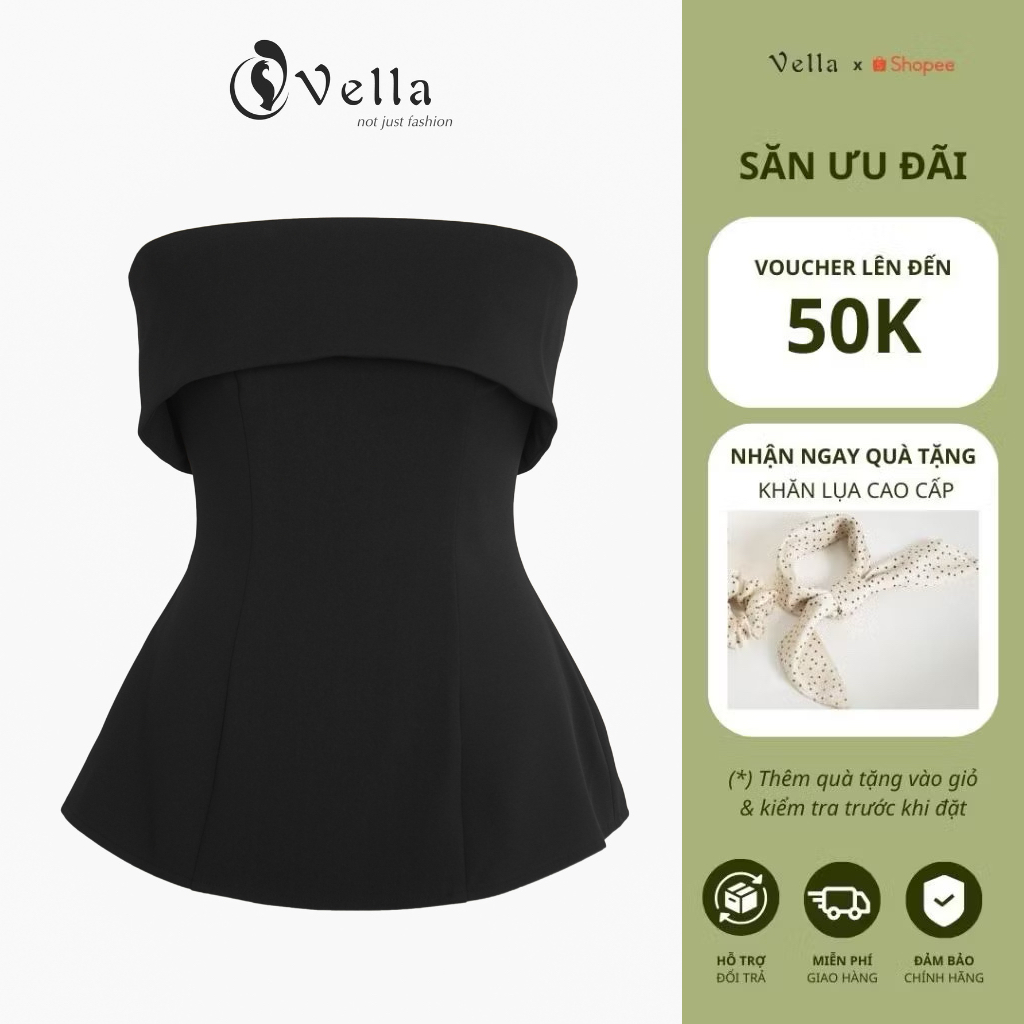 Áo cúp ngực nữ màu đen dáng peplum sang trọng - Vella Fashion VA25088