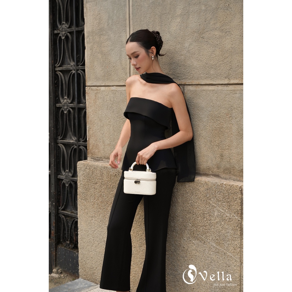 Áo cúp ngực nữ màu đen dáng peplum sang trọng - Vella Fashion VA25088