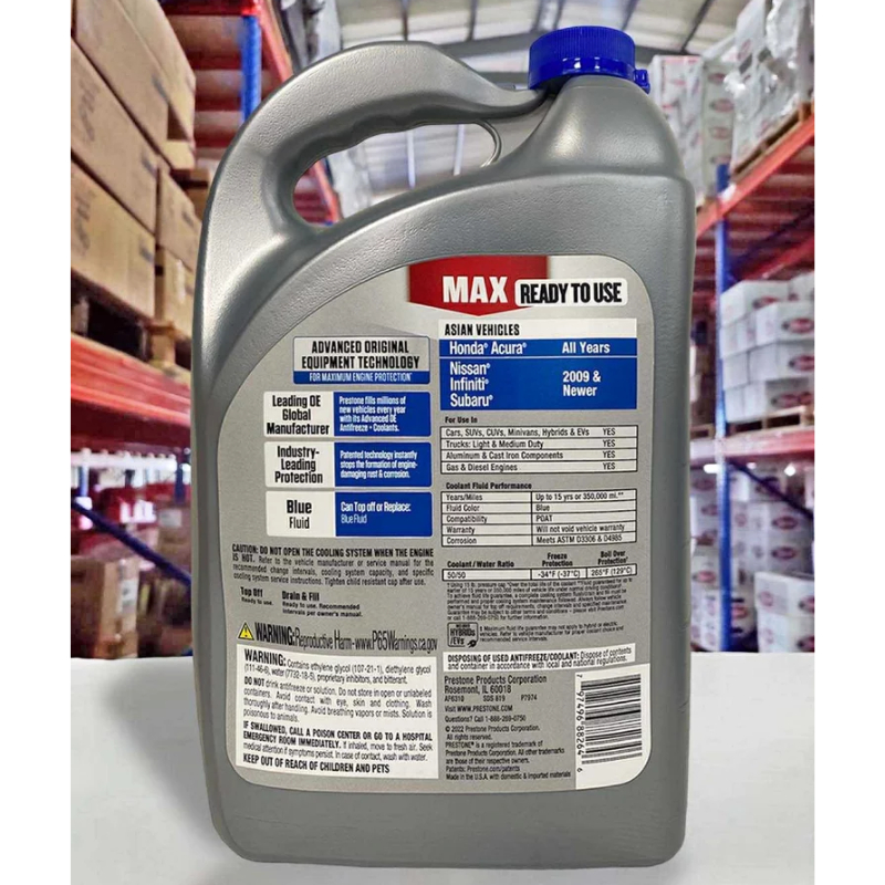 Nước Làm Mát Ô-tô Màu Đỏ/Xanh dương/Xanh Lá Prestone MAX Asian Vehicles 3,78L Nhập Mỹ - Chính Hãng