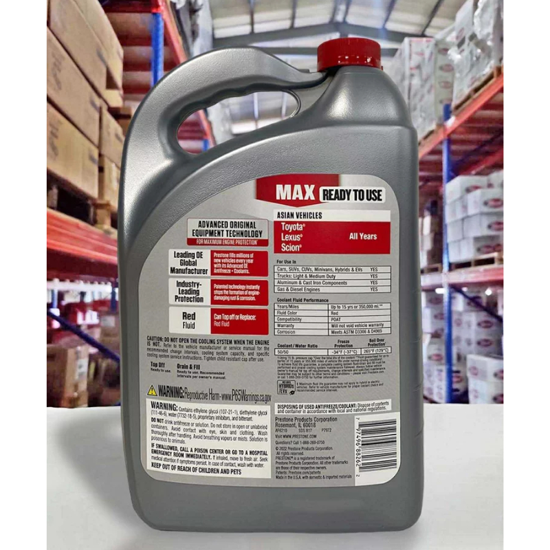 Nước Làm Mát Ô-tô Màu Đỏ/Xanh dương/Xanh Lá Prestone MAX Asian Vehicles 3,78L Nhập Mỹ - Chính Hãng
