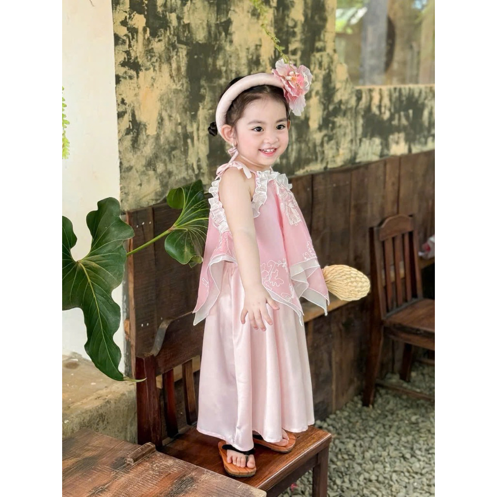 Sét bộ nàng tấm xinh xắn hai màu cho bé gái 10-30kg [KÈM MẤN đội đầu]