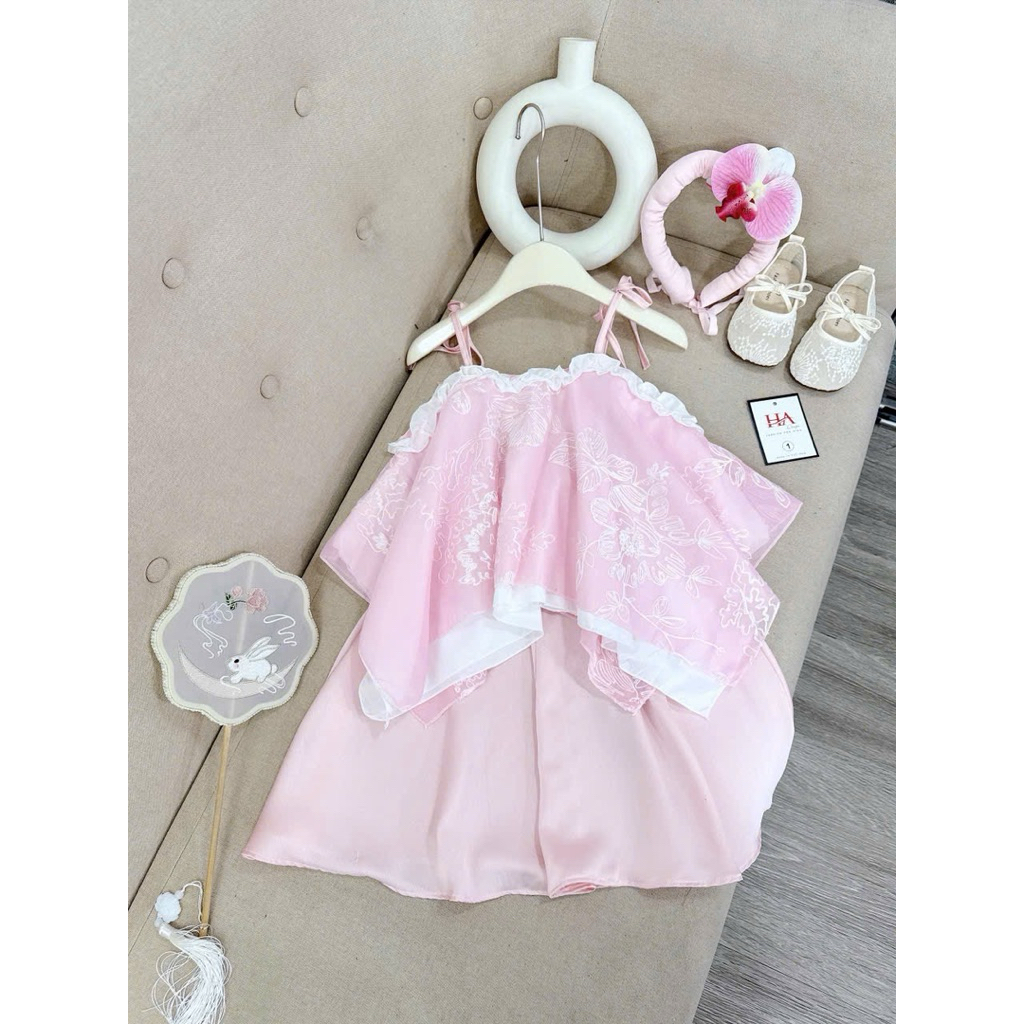 Sét bộ nàng tấm xinh xắn hai màu cho bé gái 10-30kg [KÈM MẤN đội đầu]