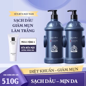 ​​Sữa rửa mặt Than Hoạt Tính cho nam sạch dầu nhờn ngừa mụn dưỡng ẩm trắng da 510g da dầu/da khô làm sạch sâu giảm mụn