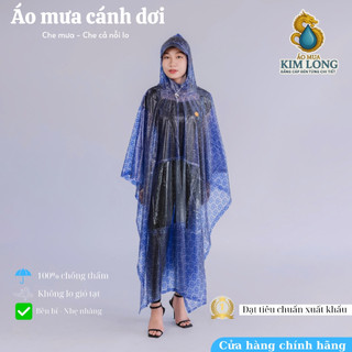 Áo Mưa Cánh Dơi Màu Xanh Nước - Có Khẩu Trang
