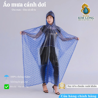 Áo Mưa Cánh Dơi Màu Xanh Nước - Có Khẩu Trang
