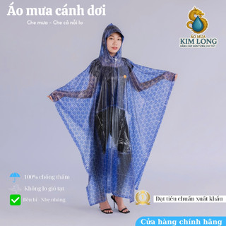 Áo Mưa Cánh Dơi Màu Xanh Nước - Có Khẩu Trang