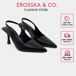 Erosska - Giày cao gót dáng Slingback mũi nhọn thanh lịch cao 8cm màu đen - EH041