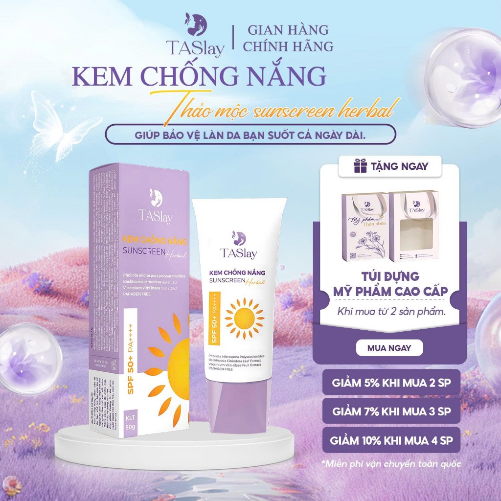 Kem Chống Nắng Thảo Mộc Taslay Spf 50+ Pa++++ 50G - Hình Ảnh Thực Tế