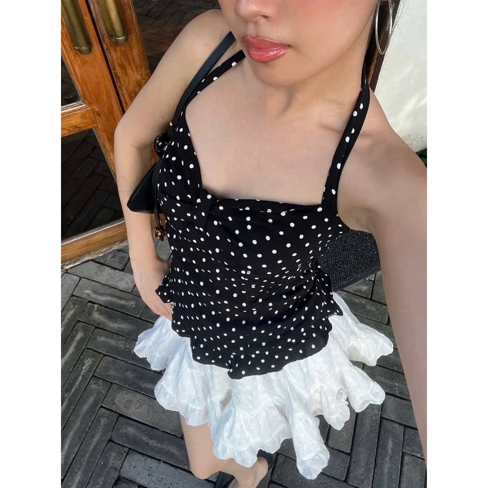 Áo Cổ Yếm Cột Dây Cúp Ngực Hở Lưng Form Ôm Body Croptop BENKI TOP Viền Bèo SAN Clothings- P131