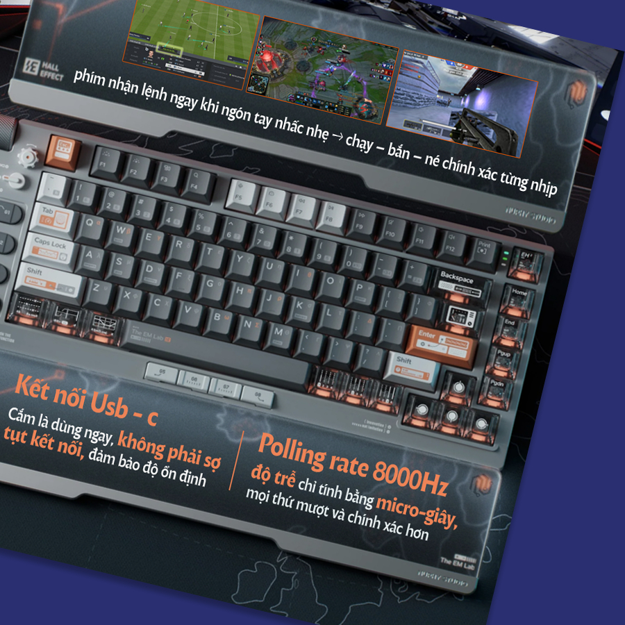 [CHÍNH HÃNG] Bàn phím cơ Nuphy Field 75 HE - Bàn phím gaming, Led RGB, Kết nối có dây, Hotswap, Có núm xoay, Phím macro