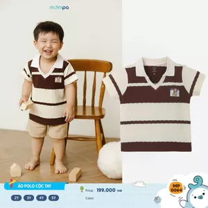 Áo polo bé trai Mompa 2-5 tuổi cộc tay vải Cotton co giãn mềm mại thoáng khí 0064