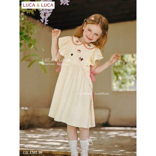 [B&G] Đầm váy công chúa suông linen cổ sen thêu nấm cho bé gái từ 2-12 tuổi(12-42kg)