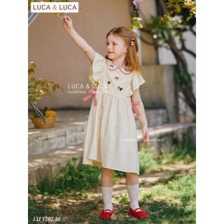 [B&G] Đầm váy công chúa suông linen cổ sen thêu nấm cho bé gái từ 2-12 tuổi(12-42kg)