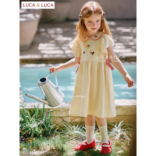 [B&G] Đầm váy công chúa suông linen cổ sen thêu nấm cho bé gái từ 2-12 tuổi(12-42kg)