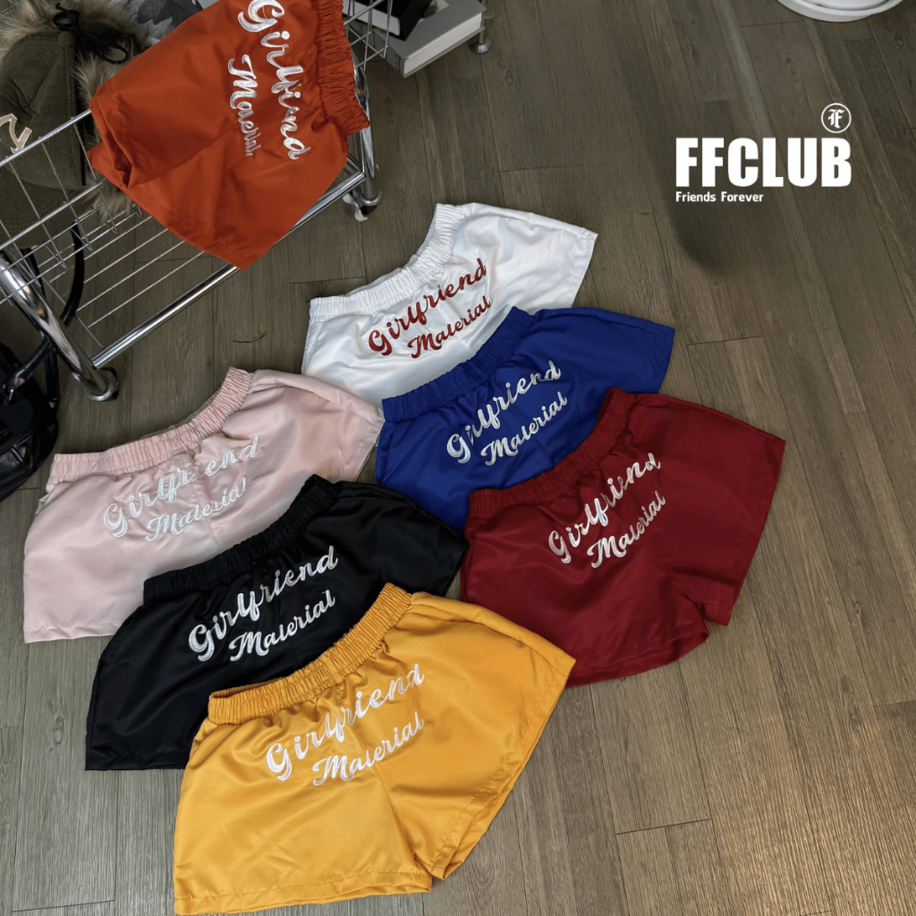 QUẦN SHORT DÙ MÙA HÈ LOGO THÊU GIRL FRIEND FFCLUB MIX