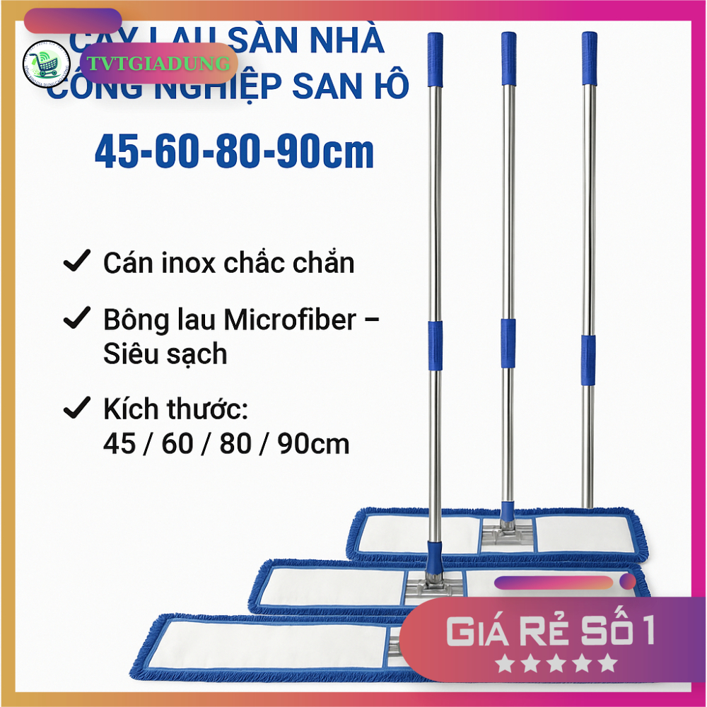 Chổi Lau Nhà Công Nghiệp Cán Rút 42/60/ 90cm Inox Bông San Hô Siêu Thấm Hút, Lau Sạch (Loại 1)