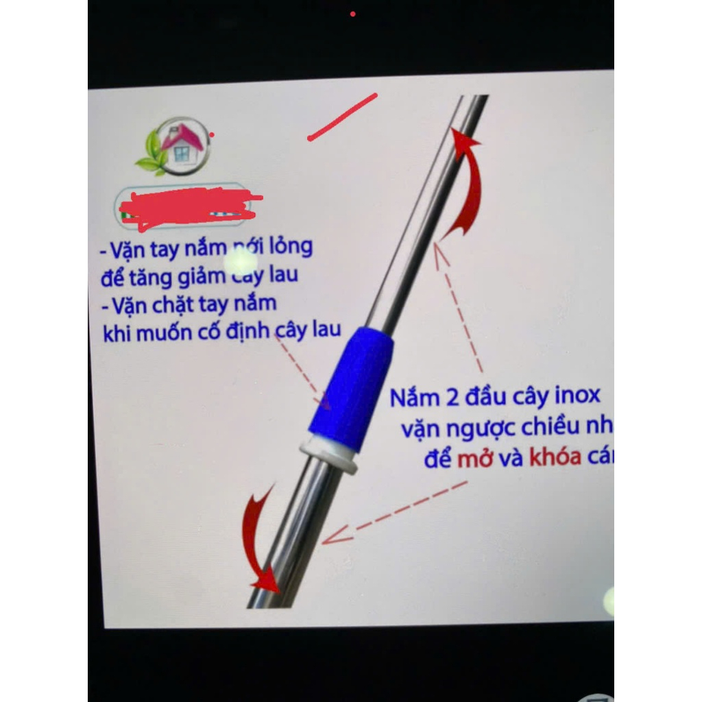 Chổi Lau Nhà Công Nghiệp Cán Rút 42/60/ 90cm Inox Bông San Hô Siêu Thấm Hút, Lau Sạch (Loại 1)