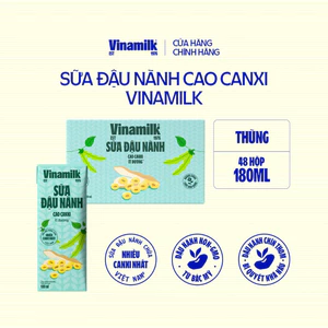 Sữa đậu nành cao canxi Vinamilk - Thùng 48 hộp 180ml