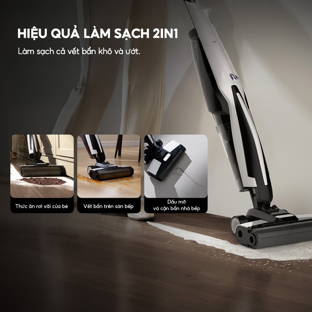 Máy hút bụi lau sàn Deerma VX100 lực hút mạnh 18000pa tự động làm sạch con lăn hai chiều thông minh  - Bảo hành 12 tháng | BigBuy360 - bigbuy360.vn