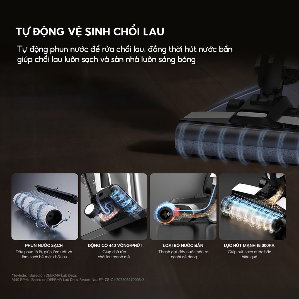 Máy hút bụi lau sàn Deerma VX100 lực hút mạnh 18000pa tự động làm sạch con lăn hai chiều thông minh  - Bảo hành 12 tháng | BigBuy360 - bigbuy360.vn