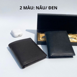 Ví Da Nam MINI Cao Cấp TH HANDMADE,  Da bò thật loại 1 | Kiểu Dáng đứng có khóa | Kích thước  11 x 8.5 cm ( Nâu/đen)