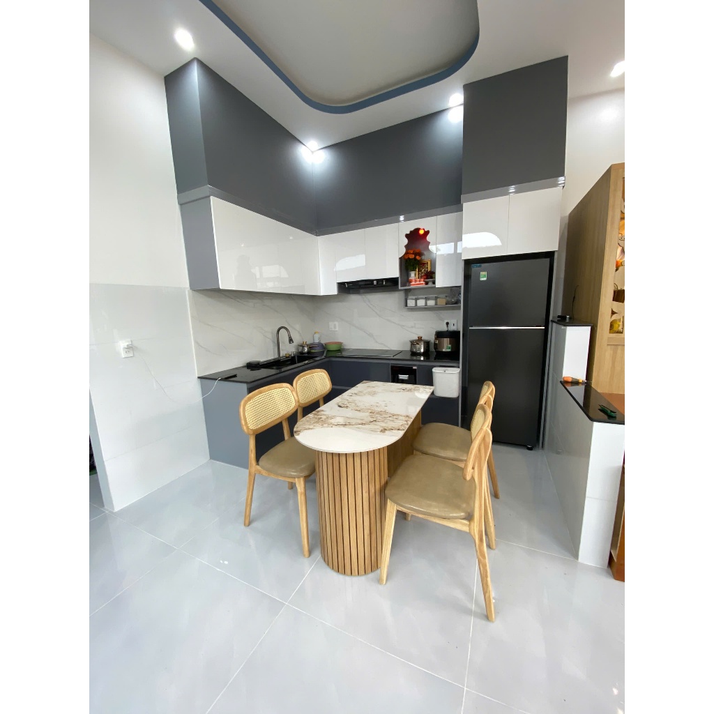 Bàn ăn NHU Y DECOR chân vòng, mặt đá ceramic kích thước 120x60, đa dạng mẫu mã
