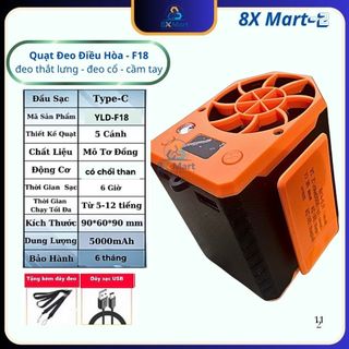 Quạt Đeo Thắt lưng F18 - Kiêm Sạc Dự Phòng ( siêu mát ) pin 5,000mAh, sử dụng liên tục 5-12 tiếng