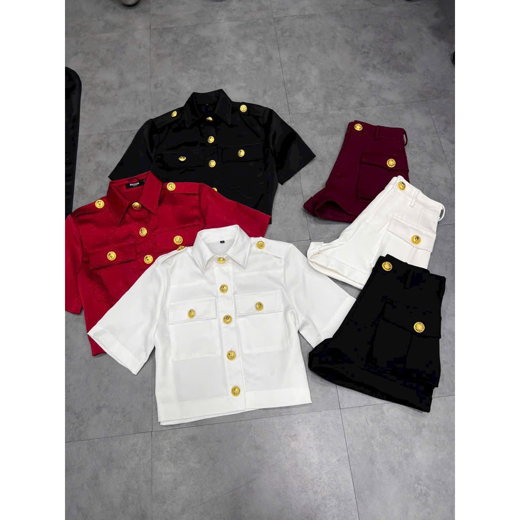 Áo sơ mi nút croptop nhiều màu đủ size
