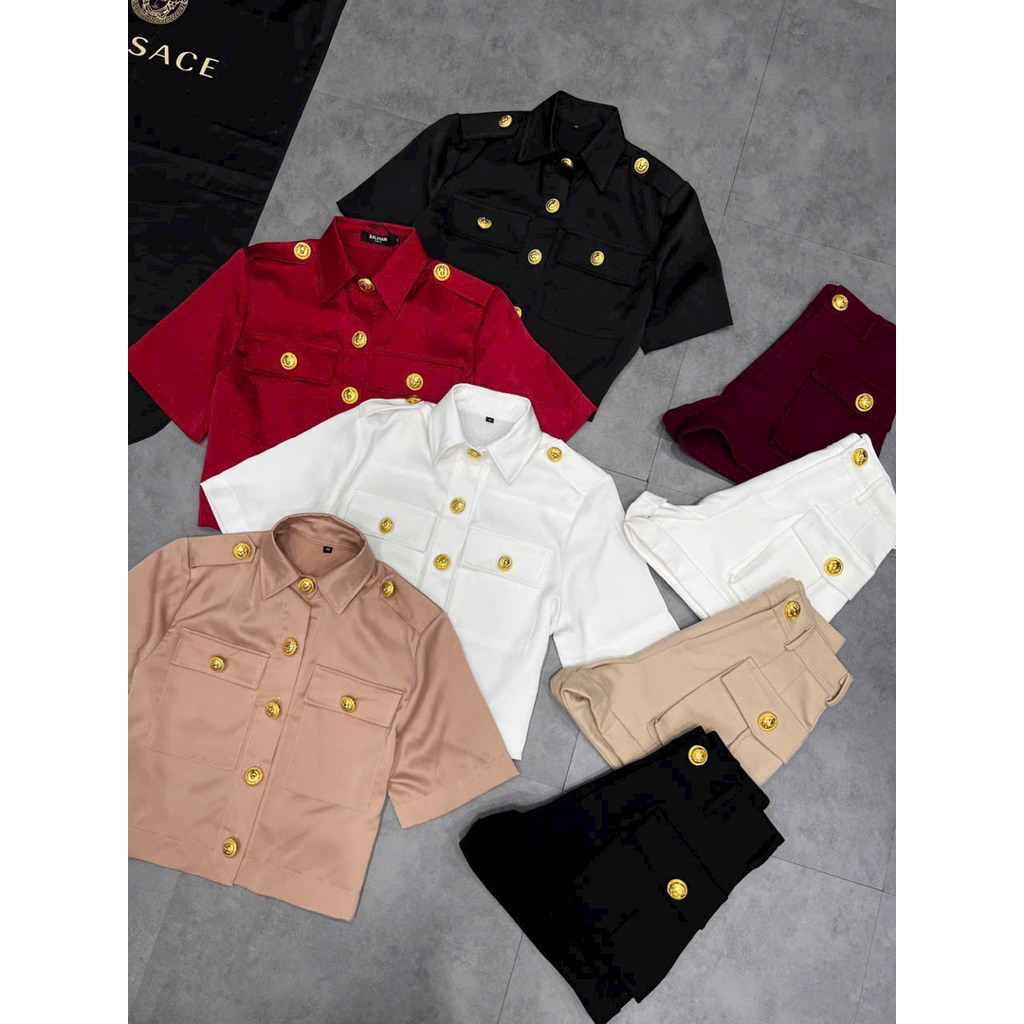 Áo sơ mi nút croptop nhiều màu đủ size