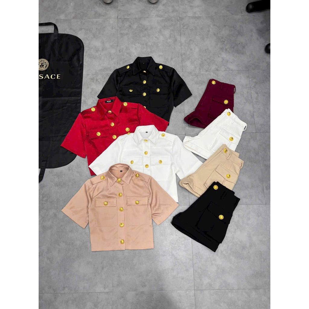 Áo sơ mi nút croptop nhiều màu đủ size