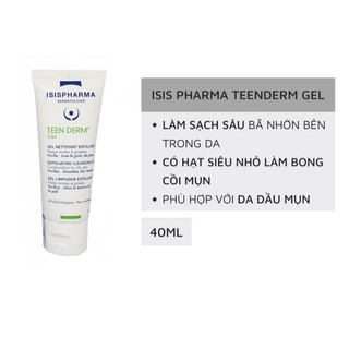 [HÀNG CÔNG TY] Sữa rửa mặt giảm dầu nhờn, ngừa mụn Teenderm Gel Isis Pharma (40ml-150ml)